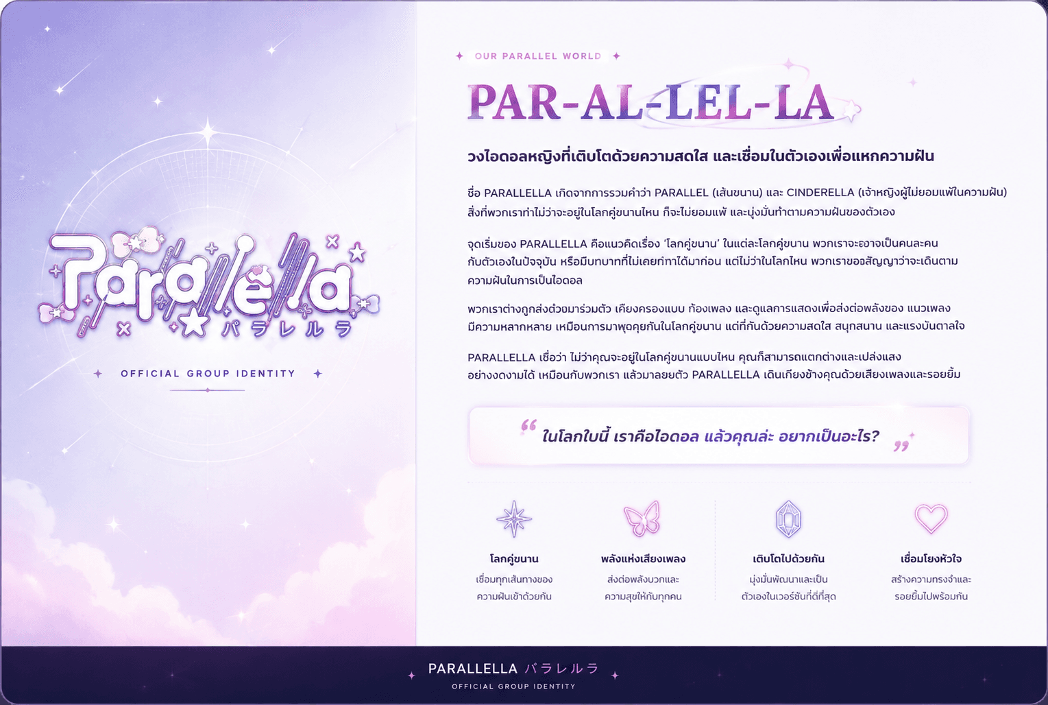 PARALLELLA official group identity — Our Parallel World